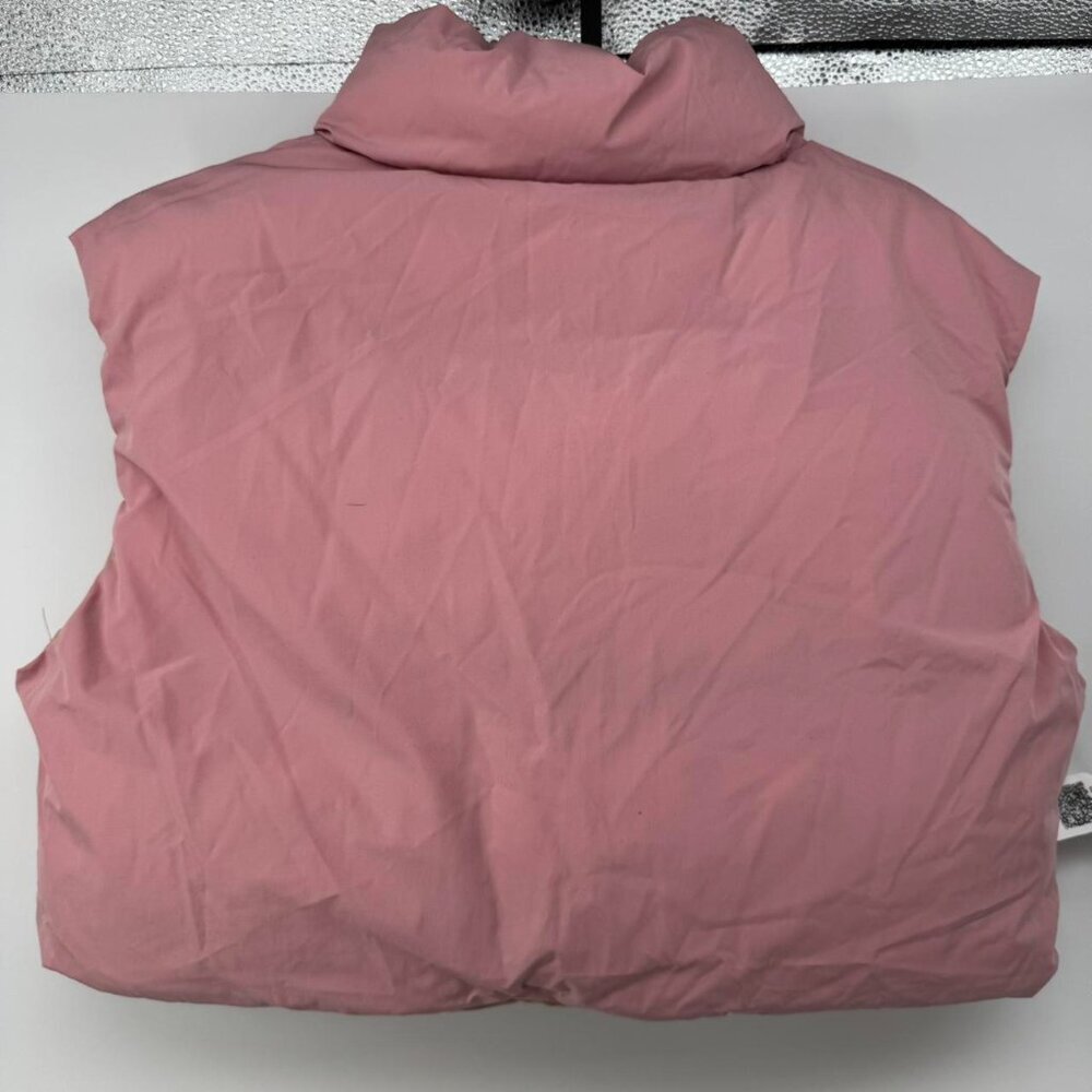 Reversible Puffer Vest Women’s Beige Pink – Lightweight Warm Sleeveless Jacket M - Picture 3 of 5